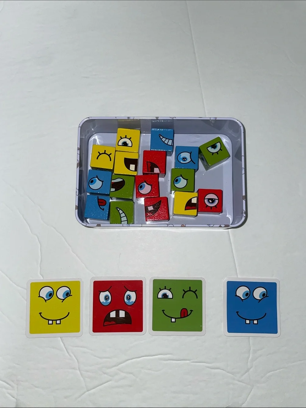 Colorful Face-Change Puzzle Tin Instruction Card